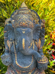NEW Balinese Cast Concrete Ganesha Statue - Bali Ganesh Statue - Bali Garden Art