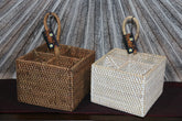 New Balinese Hand Woven Rattan 4 Compartment Caddy - Rattan Bali Basket