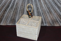 New Balinese Hand Woven Rattan 4 Compartment Caddy - Rattan Bali Basket