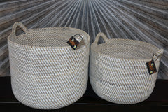 New Balinese Hand Woven Rattan Open Basket - 2 Sizes - Rattan Bali Basket
