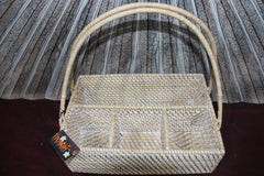 New Balinese Hand Woven Rattan 4 Compartment Caddy - Rattan Bali Basket