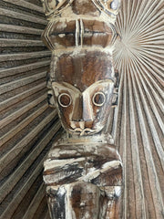 NEW Balinese Hand Carved Timber Primitive Thinker Statue / Sculpture - 70cm Tall