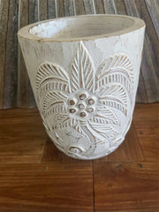 NEW Hand Carved Wooden Palm Tree Pot - BOHO Style - 3 Colours Available