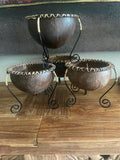 NEW Balinese Hand Crafted Coconut Bowl on Metal Legs - Bali Coconut Bowl