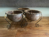 NEW Balinese Hand Crafted Coconut Bowl on Metal Legs - Bali Coconut Bowl