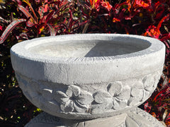 NEW BALINESE HAND CRAFTED & CARVED FRANGIPANI POT - BALI FRANGIPANI FEATURE POT