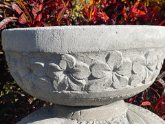 NEW BALINESE HAND CRAFTED & CARVED FRANGIPANI POT - BALI FRANGIPANI FEATURE POT