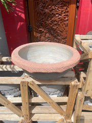 NEW Balinese Hand Crafted 2 Tone Cast Concrete Pot - Bali Feature Pot - Bali Pot