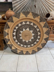 NEW Bali Woven Rattan Platter with Motif - Balinese Woven Rattan Wall Art 1m