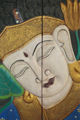 Balinese Hand Carved Wood Hinged Buddha Wall Panel - Bali Buddha Wall Panel 60cm