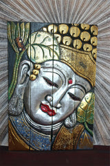 Balinese Hand Carved Wood Hinged Buddha Wall Panel - Bali Buddha Wall Panel 60cm