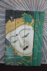 Balinese Hand Carved Wood Hinged Buddha Wall Panel - Bali Buddha Wall Panel 60cm