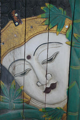 Balinese Hand Carved Wood Hinged Buddha Wall Panel - Bali Buddha Wall Panel 60cm