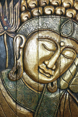 Balinese Hand Carved Wood Hinged Buddha Wall Panel - Bali Buddha Wall Panel 60cm