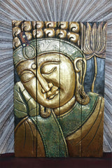 Balinese Hand Carved Wood Hinged Buddha Wall Panel - Bali Buddha Wall Panel 60cm