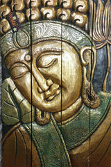 Balinese Hand Carved Wood Hinged Buddha Wall Panel - Bali Buddha Wall Panel 60cm