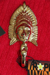New BRASS Balinese Lady Head Hook - Ornate Brass BALI HOOK