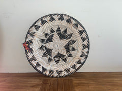 NEW Bali Woven Rattan Platter with Motif - Balinese Woven Rattan Wall Art 40cm