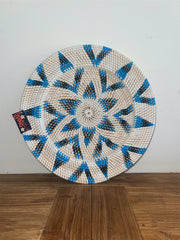 NEW Bali Woven Rattan Platter with Motif - Balinese Woven Rattan Wall Art 40cm