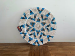 NEW Bali Woven Rattan Platter with Motif - Balinese Woven Rattan Wall Art 40cm