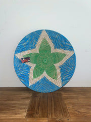 NEW Bali Woven Rattan Platter with Motif - Balinese Woven Rattan Wall Art 40cm