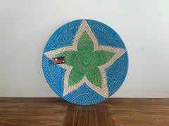 NEW Bali Woven Rattan Platter with Motif - Balinese Woven Rattan Wall Art 40cm