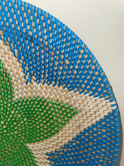 NEW Bali Woven Rattan Platter with Motif - Balinese Woven Rattan Wall Art 40cm