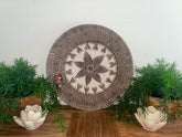 NEW Bali Woven Rattan Platter with Motif - Balinese Woven Rattan Wall Art 40cm