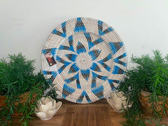 NEW Bali Woven Rattan Platter with Motif - Balinese Woven Rattan Wall Art 40cm