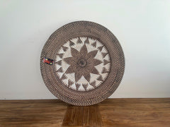 NEW Bali Woven Rattan Platter with Motif - Balinese Woven Rattan Wall Art 50cm