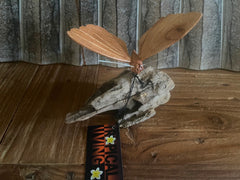 NEW Balinese Hand Carved & Crafted Suar Wood Dragonfly or Butterfly on wood