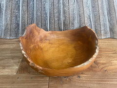 NEW Balinese Hand Crafted Teak Root Wooden Bowl - Bali Teak Wood Bowl 20cm