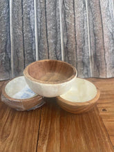 NEW Balinese Hand Crafted Teak Wooden Bowl w/Capiz Shell Trim 7cm