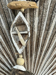 NEW Balinese Timber WELCOME Sign Rowboat/Driftwood/Shells