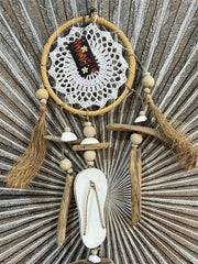 NEW Balinese Handmade Dream Catcher w/Thong/Shell/Pebble Trim - Bali Dream Catch