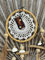 NEW Balinese Handmade Dream Catcher w/Thong/Shell/Pebble Trim - Bali Dream Catch