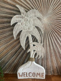 NEW Balinese Timber PALM TREE WELCOME Sign