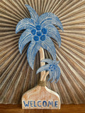 NEW Balinese Timber PALM TREE WELCOME Sign