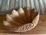 NEW Balinese Hand Carved Suar Wood Shell Shaped Bowl - Carved Bali Shell Bowl