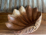NEW Balinese Hand Carved Suar Wood Shell Shaped Bowl - Carved Bali Shell Bowl