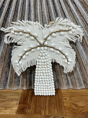 Hand Crafted Balinese Palm Tree Wall Art w/Shell Trim - Bali Palm Tree Wall Art