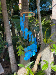 NEW Balinese Capiz Shell with Bamboo Top Windchime / Mobile - Shell Decor Hanger