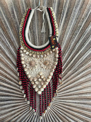 Hand Crafted Balinese Shell / Wood Bead Tribal Neck Piece - PRIMITIVE ART