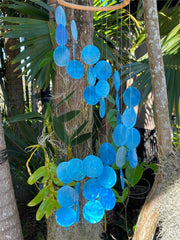 NEW Balinese Capiz Shell with Bamboo Top Windchime / Mobile - Shell Decor Hanger