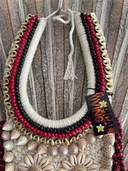 Hand Crafted Balinese Shell / Wood Bead Tribal Neck Piece - PRIMITIVE ART