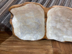 Balinese Hand Crafted Teak & Capiz Shell Divided Bowl / Platter - Bali Platter
