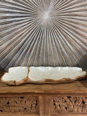 Balinese Hand Crafted Teak & Capiz Shell Divided Bowl / Platter - Bali Platter