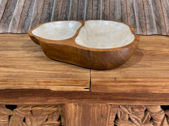 Balinese Hand Crafted Teak & Capiz Shell Divided Bowl / Platter - Bali Platter S