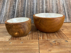 Balinese Hand Crafted Teak & Capiz Shell Bowl / Platter - Bali Teak Wood Bowl