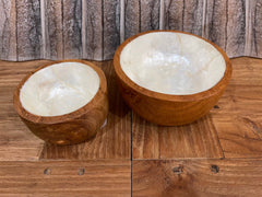 Balinese Hand Crafted Teak & Capiz Shell Bowl / Platter - Bali Teak Wood Bowl